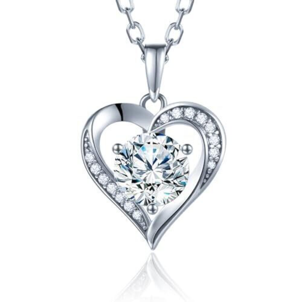 2815 Moissanite Necklace 1.0ct D Color,18K White Gold Plated Sterling